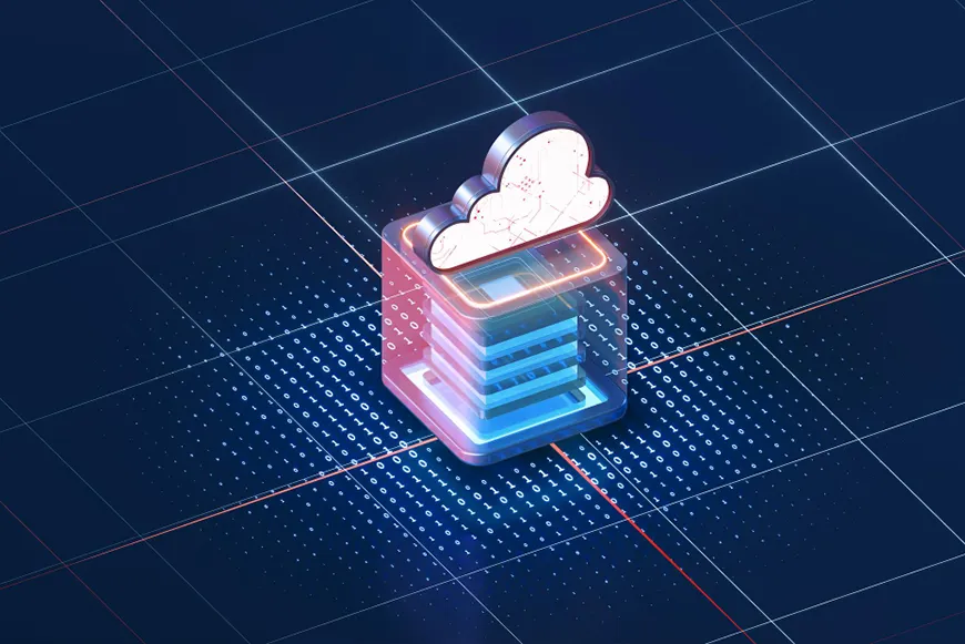Illustration of a cloud on top of a server