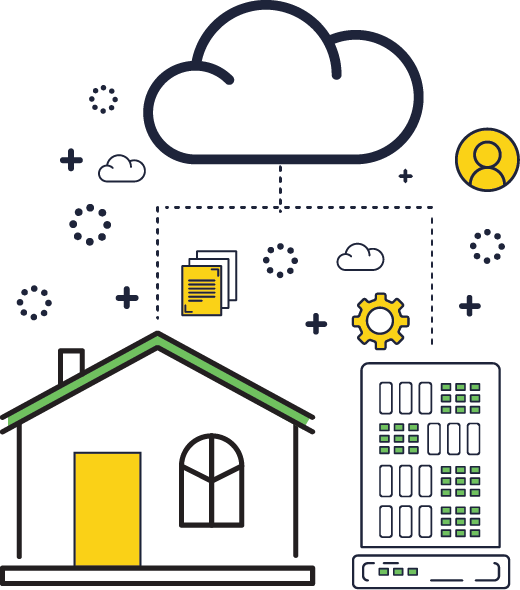 Illustration of a house with a cloud on top